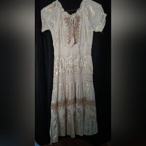 Elegant Cream and Gold Women's Dress
